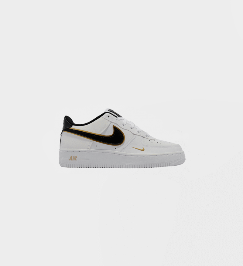 Nike Air Force 1 LV8 GS White Black Metallic Gold